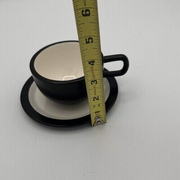 Kate Spade SATURDAY Tea Cup Saucer Set Ceramic Espresso Black Stone - Picture 6 of 8